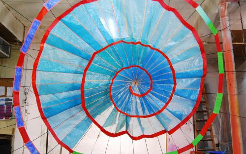 T's Wheel, sculpture by Leah Reynolds T's Wheel, sculpture by Leah Reynolds